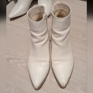 White Textured Ankle Boots